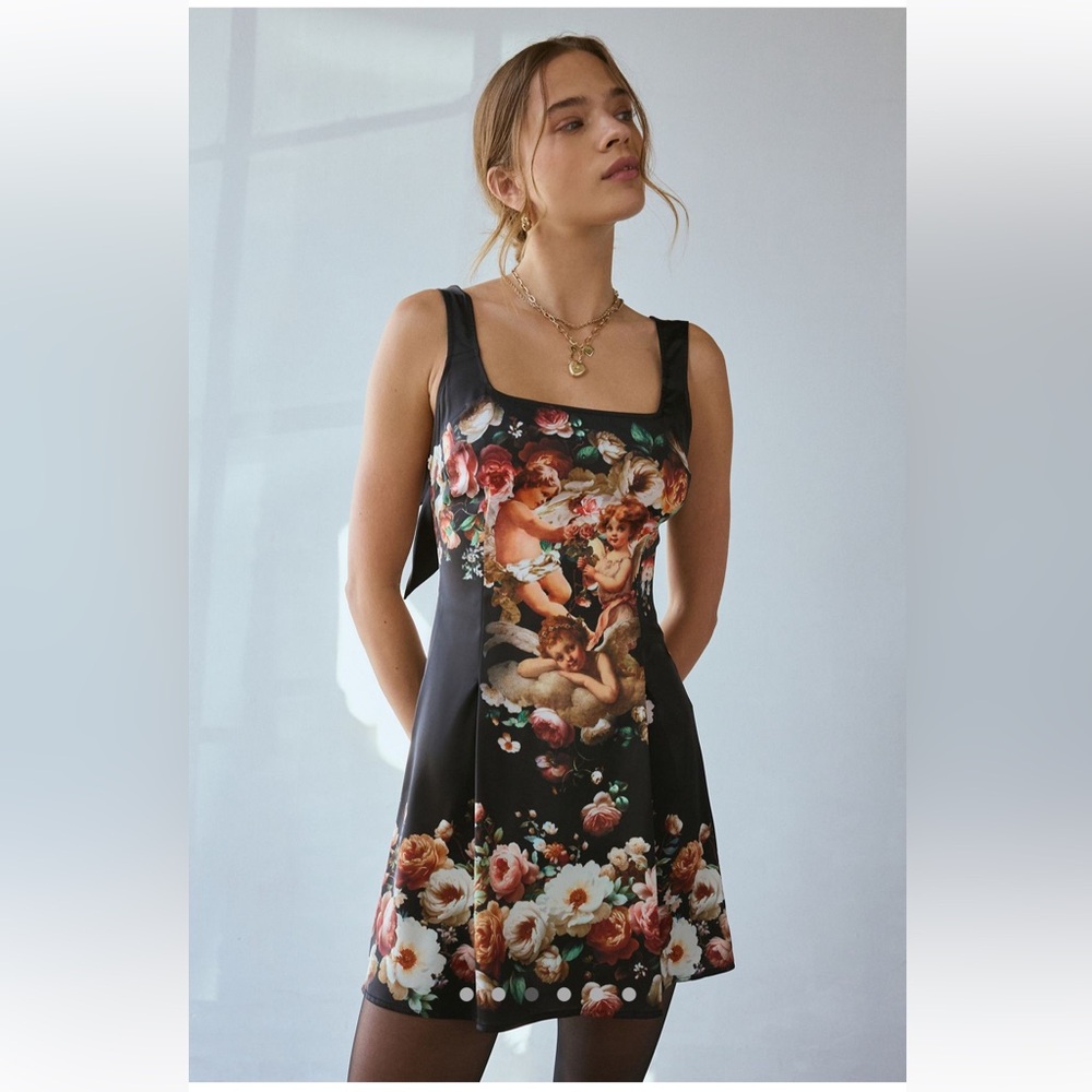 NWT UO Bri Double Bow Sleek Satin Mini Dress Size XL